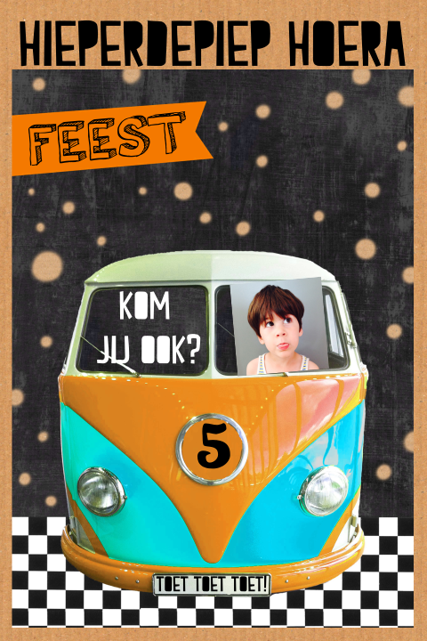Uitnodiging kinderfeestje met bus 