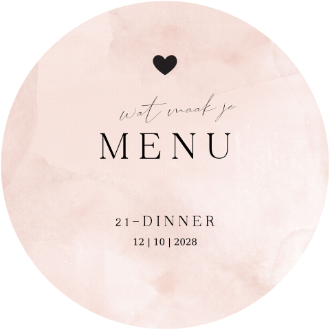 Menukaart stans rond hart voor 21 dinner