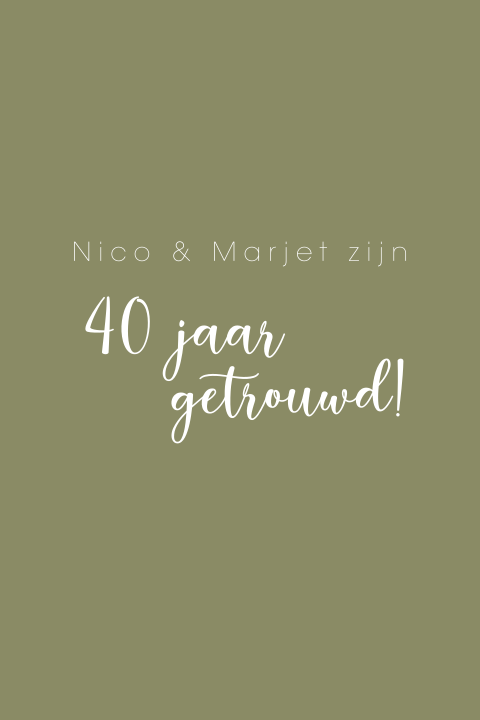 Uitnodiging 40 jaar getrouwd minimalistisch groen
