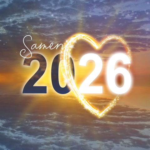 Kerstkaart 2026 in de wolken met licht