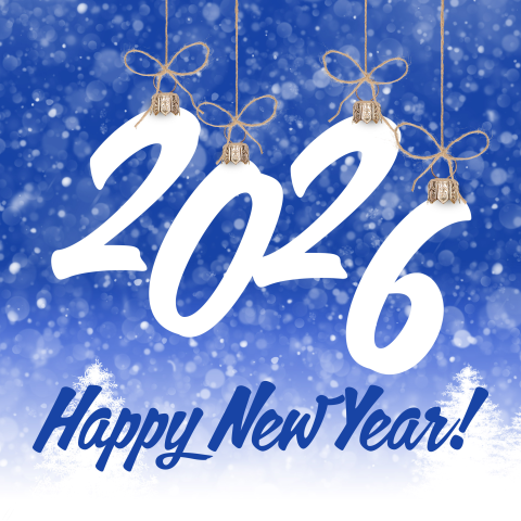 Nieuwjaarskaart winter 2026 blauw