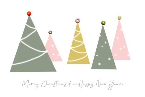 Zakelijke kerstkaart modern illustratie kerstbomen pastel