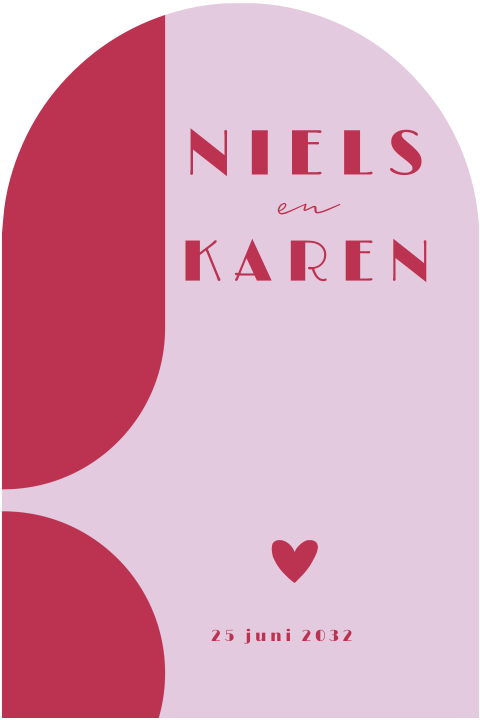 Trouwkaart kleurrijk met lila en rood