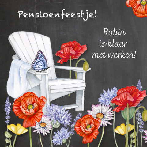 Gestopt met werken kaart krijtbord met bloemen