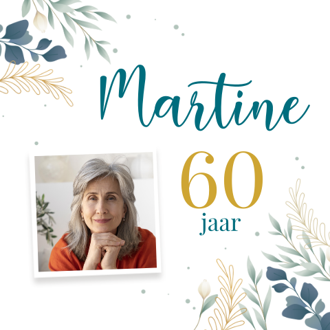 Uitnodiging verjaardag vrouw 60 jaar met getekende planten