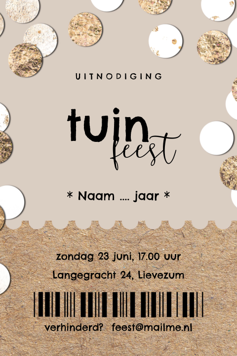 Tuinfeest uitnodiging ticketvorm 