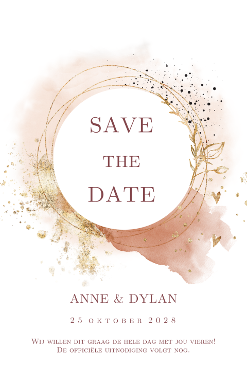Save the date watercolor met abstracte vormen