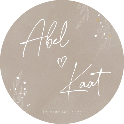 Sticker zandtint met takjes en hartjes