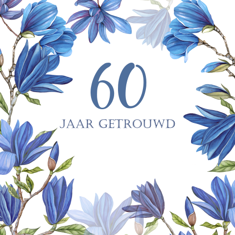 Uitnodiging voor een 60e jubileum met blauwe magnolia