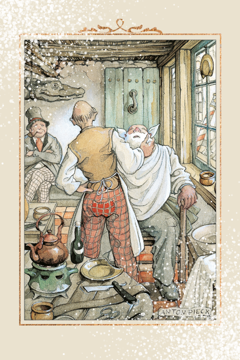 Zakelijke kerstkaart Anton Pieck de barbier