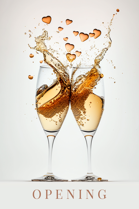Uitnodiging opening bedrijf met champagne