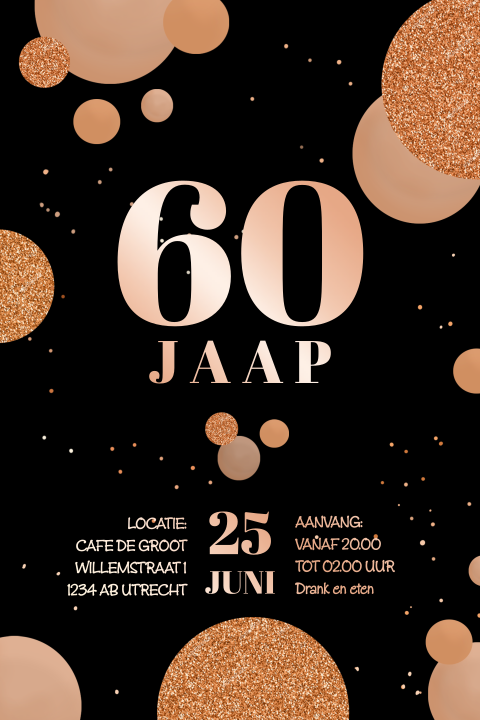 Uitnodiging 60 jaar verjaardag met hippe confetti