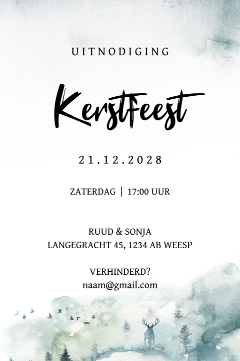 Kerstfeest uitnodiging groen woodland