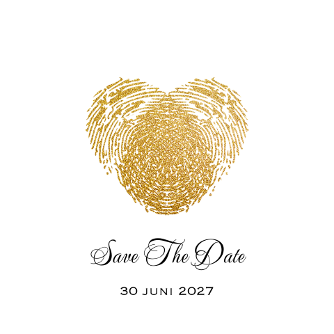 Save the date kaart met goud gekleurde vingerafdruk