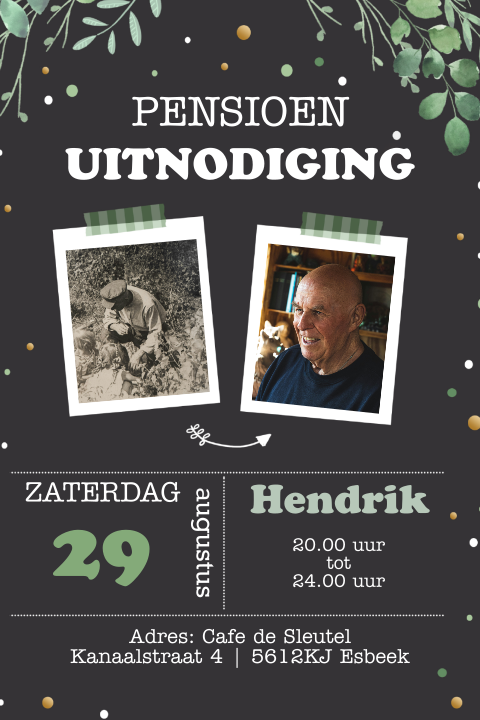 Pensioenfeest uitnodiging fotocollage 2 foto's