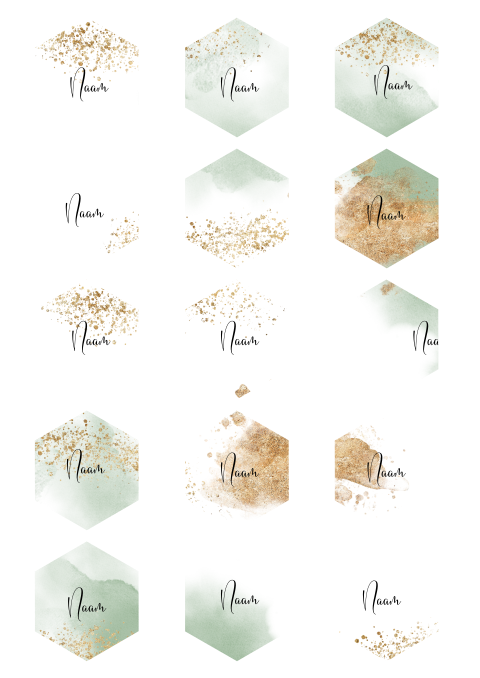 Naamkaartjes zeshoek 15 stuks. 4,5x5,5