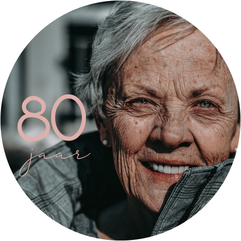 Ronde uitnodiging met foto verjaardag 80 jaar
