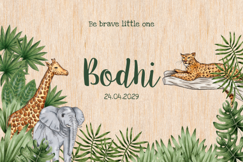 Geboortekaartje hout jungle jongen