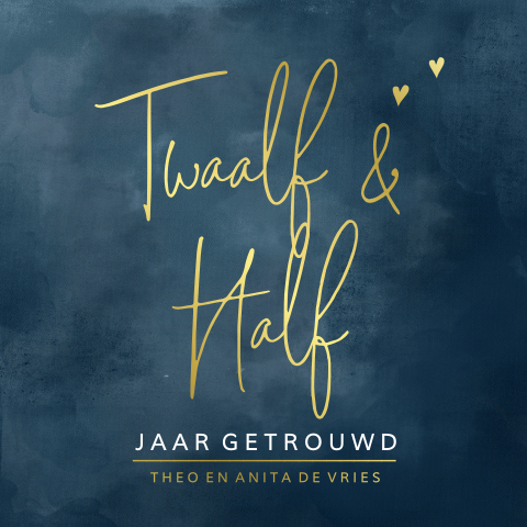 Jubileum uitnodiging 12,5 jaar getrouwd blauwe achtergrond