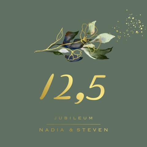 12,5 jarig jubileum uitnodiging foliedruk en bloem