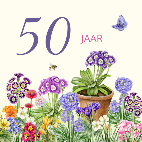 Uitnodiging verjaardag bloemen in de tuin