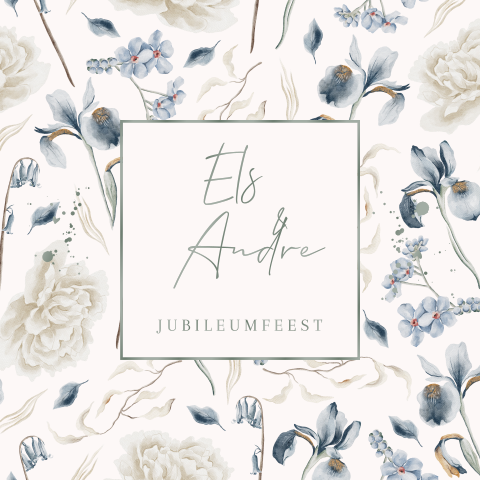 Uitnodiging 50e jubileum met irissen bloemen paar blauw