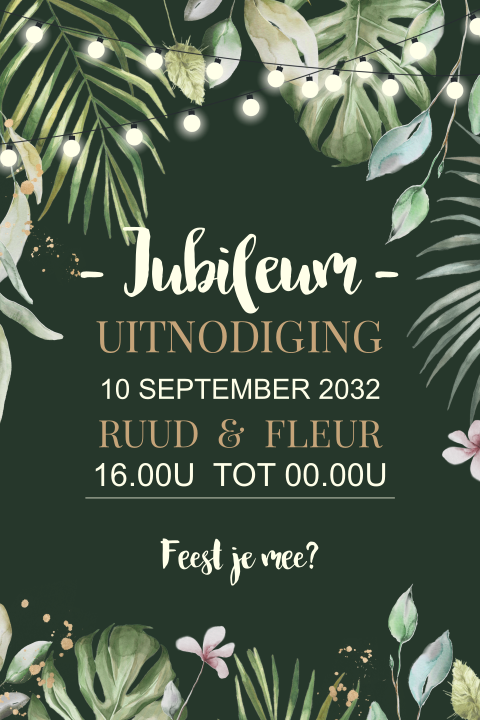 Uitnodiging jubileum priklampjes met takjes