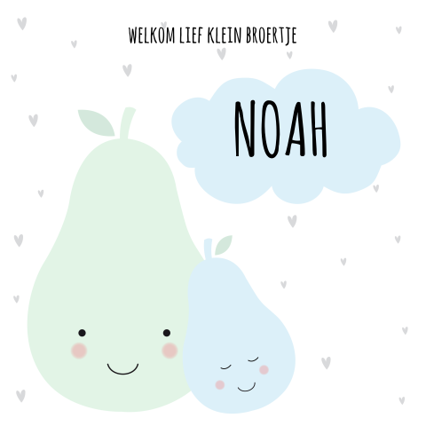 Geboortekaartje broertje peer wolkje pastel