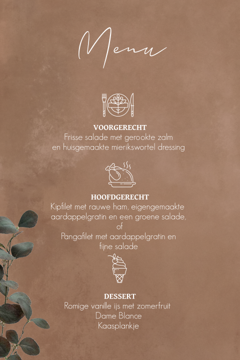 Menukaart met eucalypthus