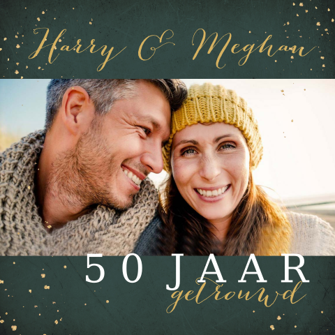 Uitnodiging 50 jaar getrouwd groen met foto