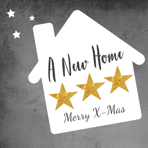 Hippe kerst verhuiskaart met sterren en krijtbord