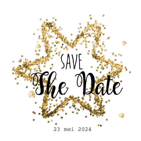 Save the date kerstkaart met glitter ster gooud