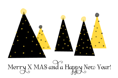 Moderne kerstkaart met illustratie van kerstbomen