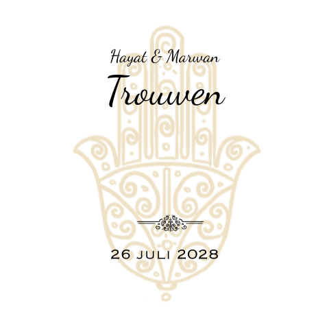 Arabische islamitische huwelijksuitnodiging gouden handje fatima