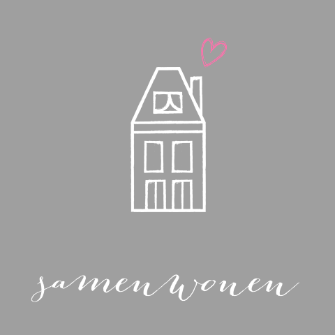 Moderne samenwonen kaart met huisje