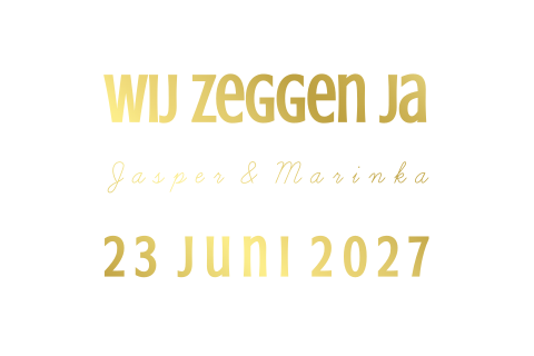 Trouwkaart met goud foliedruk en tekst