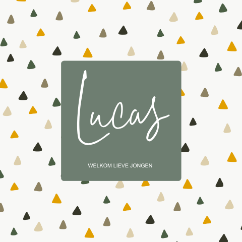 Geboortekaartje driehoekjes jongen groen