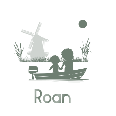 2e kindje geboortekaartje jongen met silhouet bootje broers en molen