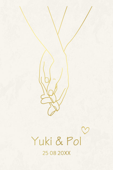 Romantische trouwkaart met goudfolie en lijntekening