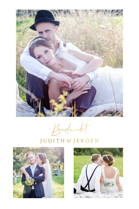 Moderne staande bedankkaart met ruimte voor eigen foto's