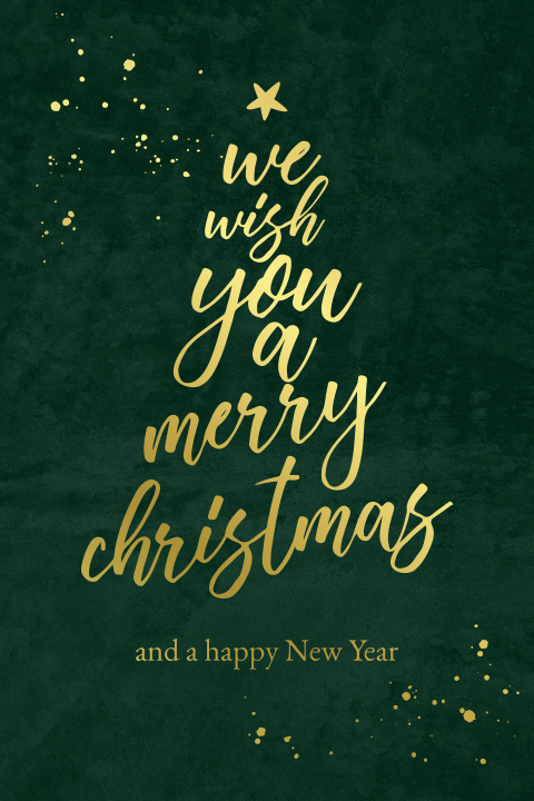 Enkele kerstkaart donkergroen goudfolie