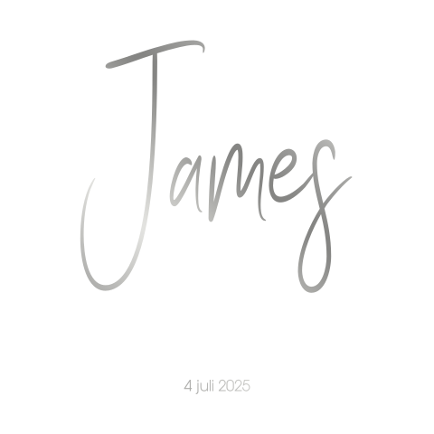 Klassiek geboortekaartje clean ontwerp echte zilver folie