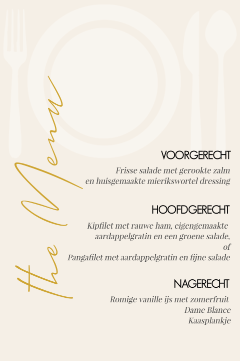 Moderne Menukaart Diner met mooie typografie