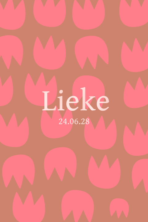 Geboortekaartje voor een meisje met tulpenpatroon