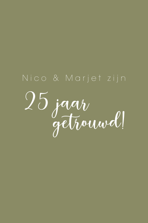 Jubileum uitnodiging 25 jaar getrouwd minimalistisch groen