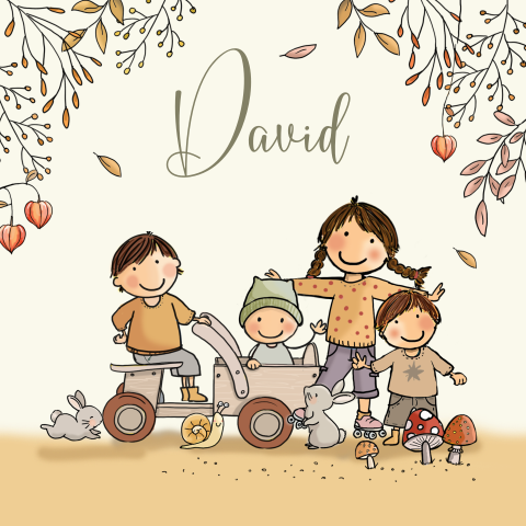 4e kindje geboortekaartje voor een broertje herfst