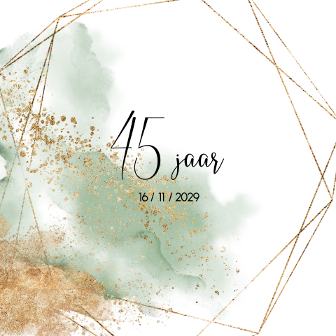 Jubileum 45 jaar uitnodiging met pastel groen en geometrische vorm