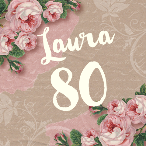 Romantische uitnodiging 80 jaar vintage kraft rozen