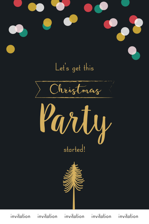 Uitnodiging kerst borrel feest met illustratie van confetti