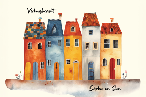 Verhuiskaart verhuisbericht met geschilderde huisjes